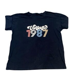 Vintage 1987 Short Sleeve T-Shirt - Black Unisex Size XLarge